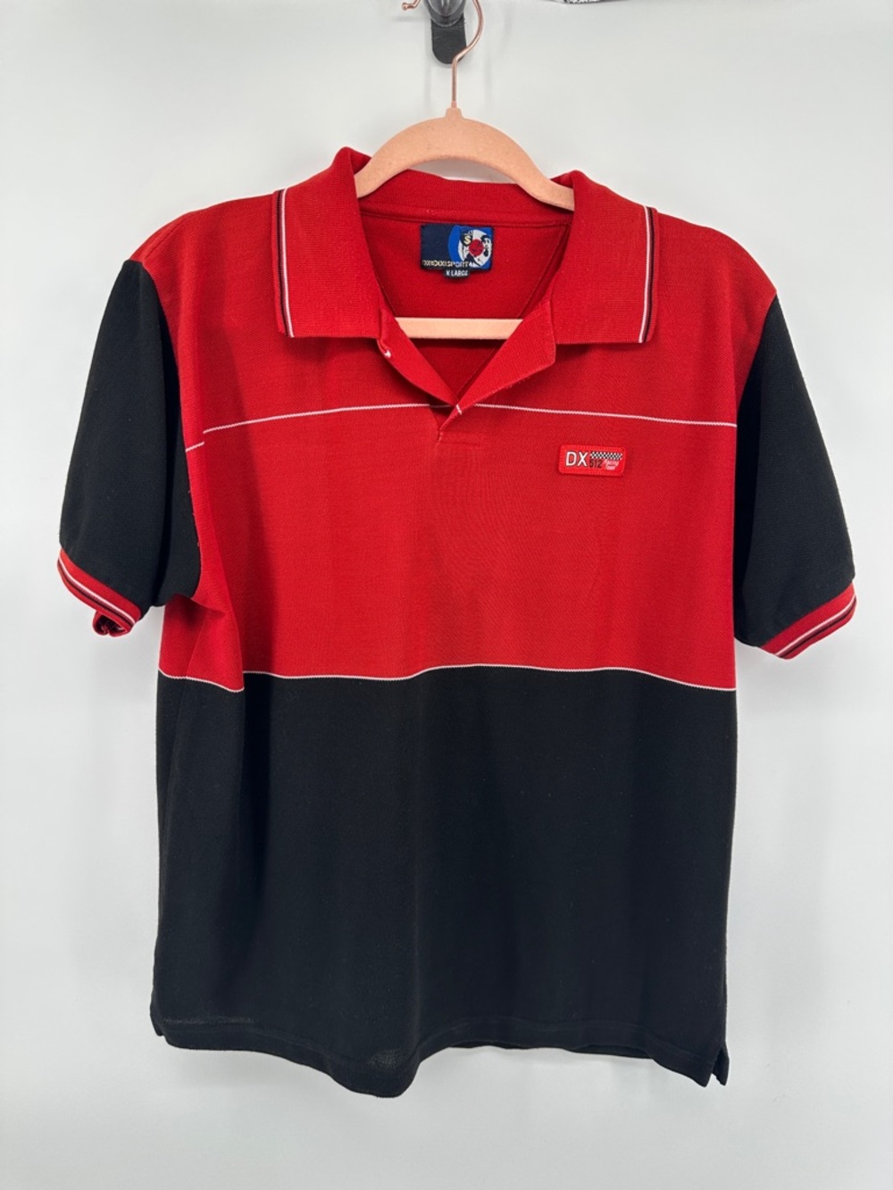 DXIXSport VTG Y2K Block Motorsport Racing Red&Black Short Sleeve Polo SzXL